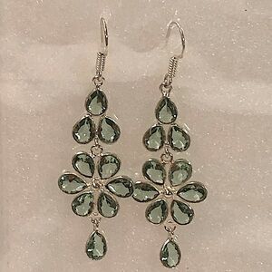 COPY - New Natural Green Amethyst Sterling Silver Chandelier Earrings
